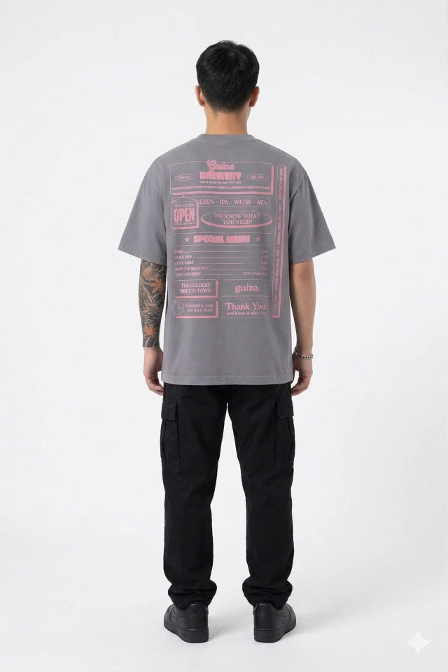 Camiseta Oversized Cinza Guiza Brewery